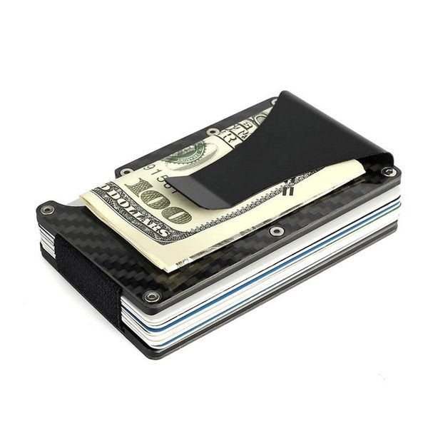 RFID Blocking Metal Wallet Minimalist Wallets Credit Card Holders Money Clip Charm Men